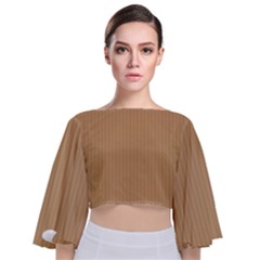 Pale Brown - Tie Back Butterfly Sleeve Chiffon Top by FashionLane