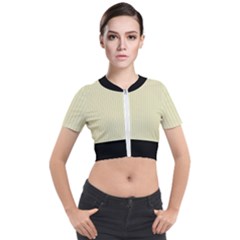 Pale Yellow - Short Sleeve Cropped Jacket by FashionLane