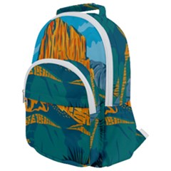 Guadalupe Mountains National Park With El Capitan Peak Texas United States Wpa Poster Art Color Rounded Multi Pocket Backpack by retrovectors