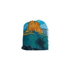 Guadalupe Mountains National Park With El Capitan Peak Texas United States Wpa Poster Art Color Drawstring Pouch (xs) by retrovectors