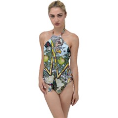 The Illustrated Alphabet - M - By Larenard Go With The Flow One Piece Swimsuit by LaRenard