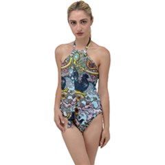 The Illustrated Alphabet - F - By Larenard Go With The Flow One Piece Swimsuit by LaRenard