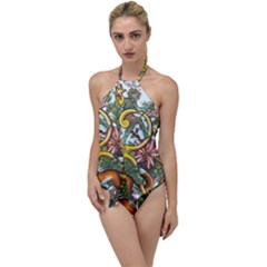 The Illustrated Alphabet - R - By Larenard Go With The Flow One Piece Swimsuit by LaRenard