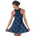 Large Black Polka Dots On Aegean Blue - Cotton Racerback Dress View2