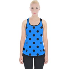 Large Black Polka Dots On Azure Blue - Piece Up Tank Top by FashionLane