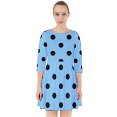 Large Black Polka Dots On Baby Blue - Smock Dress by FashionLane