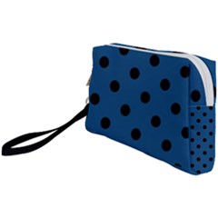 Large Black Polka Dots On Classic Blue - Wristlet Pouch Bag (small) by FashionLane