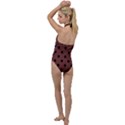 Large Black Polka Dots On Bole Brown - Go with the Flow One Piece Swimsuit View2