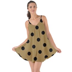 Large Black Polka Dots On Bronze Mist - Love The Sun Cover Up by FashionLane
