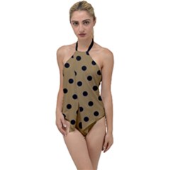 Large Black Polka Dots On Bronze Mist - Go With The Flow One Piece Swimsuit by FashionLane