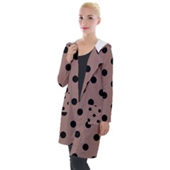 Large Black Polka Dots On Burnished Brown - Hooded Pocket Cardigan by FashionLane