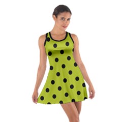 Large Black Polka Dots On Acid Green - Cotton Racerback Dress by FashionLane