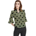 Large Black Polka Dots On Calliste Green - Loose Horn Sleeve Chiffon Blouse View1