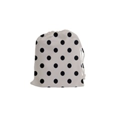 Large Black Polka Dots On Abalone Grey - Drawstring Pouch (small) by FashionLane