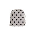 Large Black Polka Dots On Abalone Grey - Drawstring Pouch (Small) View1