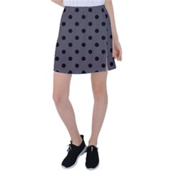 Large Black Polka Dots On Ash Grey - Tennis Skirt by FashionLane