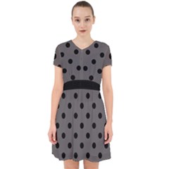 Large Black Polka Dots On Carbon Grey - Adorable In Chiffon Dress by FashionLane