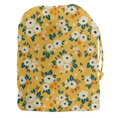White Flowers Drawstring Pouch (3xl) by designsbymallika