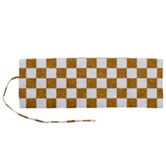 Checkerboard Gold Roll Up Canvas Pencil Holder (m) by impacteesstreetweargold