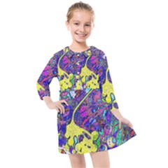 Vibrant Abstract Floral/rainbow Color Kids  Quarter Sleeve Shirt Dress by dressshop