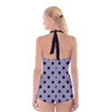 Large Black Polka Dots On Coin Grey - Boyleg Halter Swimsuit  View2