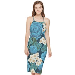 Blue Roses Bodycon Cross Back Summer Dress by goljakoff