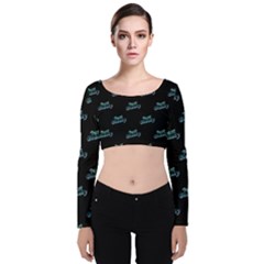 Just Beauty Words Motif Print Pattern Velvet Long Sleeve Crop Top by dflcprintsclothing