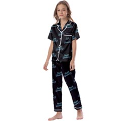 Just Beauty Words Motif Print Pattern Kids  Satin Short Sleeve Pajamas Set by dflcprintsclothing