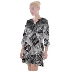Sex Painting Word Letters Open Neck Shift Dress by Dutashop