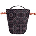 Dark Seamless Gemoetric Print Mosaic Drawstring Bucket Bag View1