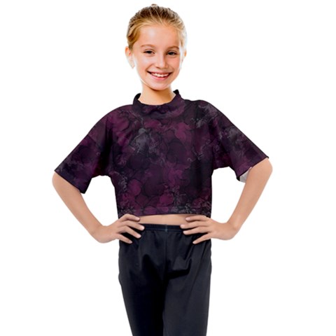 Purple Alcohol Ink Kids Mock Neck Tee by Dazzleway