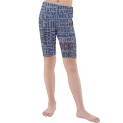 Dark Denim With Letters Kids  Mid Length Swim Shorts by ArtsyWishy