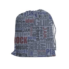 Dark Denim With Letters Drawstring Pouch (xl) by ArtsyWishy