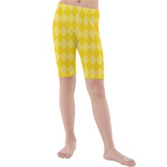 Yellow Diamonds Kids  Mid Length Swim Shorts by ArtsyWishy