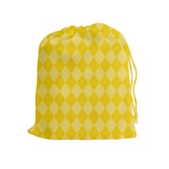 Yellow Diamonds Drawstring Pouch (xl) by ArtsyWishy