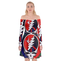 Grateful Dead - Off Shoulder Skater Dress by Sapixe
