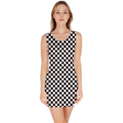 Black And White Checkerboard Background Board Checker Bodycon Dress by Amaryn4rt