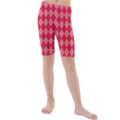 Red Diamonds Kids  Mid Length Swim Shorts by ArtsyWishy