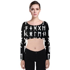 The Anglo Saxon Futhorc Collected Inverted Velvet Long Sleeve Crop Top by WetdryvacsLair