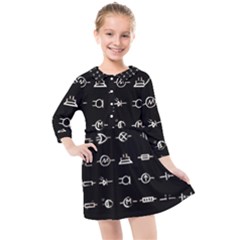 Electrical Symbols Callgraphy Short Run Inverted Kids  Quarter Sleeve Shirt Dress by WetdryvacsLair