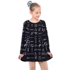 Hobo Signs Collected Inverted Kids  Long Sleeve Dress by WetdryvacsLair