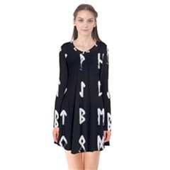Elder Futhark Rune Set Collected Inverted Long Sleeve V-neck Flare Dress by WetdryvacsLair