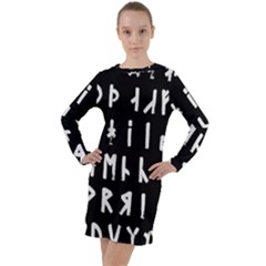 Complete Dalecarlian Rune Set Inverted Long Sleeve Hoodie Dress by WetdryvacsLair