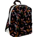 Animal Print Leaves Pattern Zip Up Backpack View2