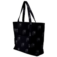 Arfican Head Sculpture Motif Print Pattern Zip Up Canvas Bag by dflcprintsclothing