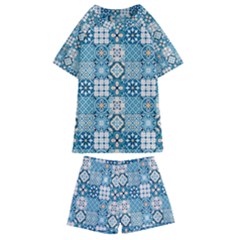 Ceramic Tile Pattern Kids  Swim Tee And Shorts Set by designsbymallika