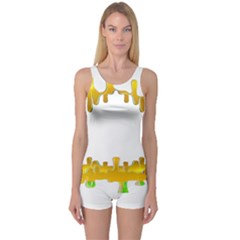 Dripping Paint In Wonderful Colors One Piece Boyleg Swimsuit by pepitasart