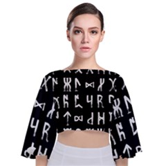 Macromannic Runes Collected Inverted Tie Back Butterfly Sleeve Chiffon Top by WetdryvacsLair