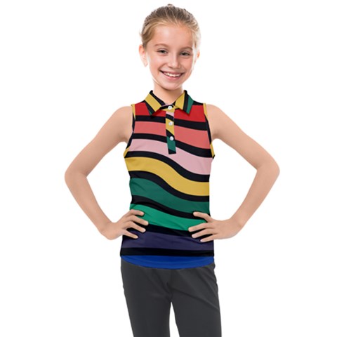 Nine 9 Bar Rainbow Sea Sickness Kids  Sleeveless Polo Tee by WetdryvacsLair