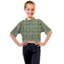 Deer Retro Pattern Kids Mock Neck Tee View1